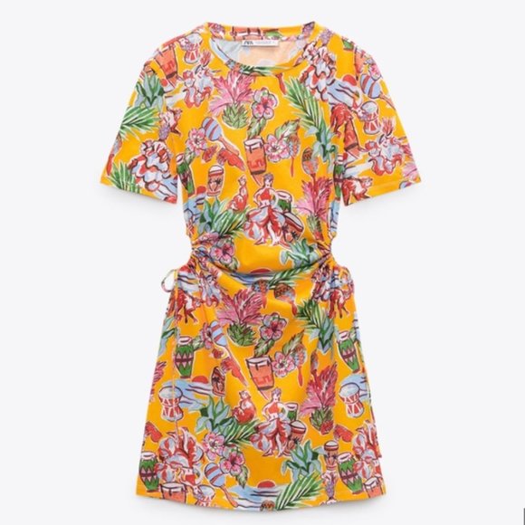 Zara | Cut Out Printed Dress - Picture 1 of 7
